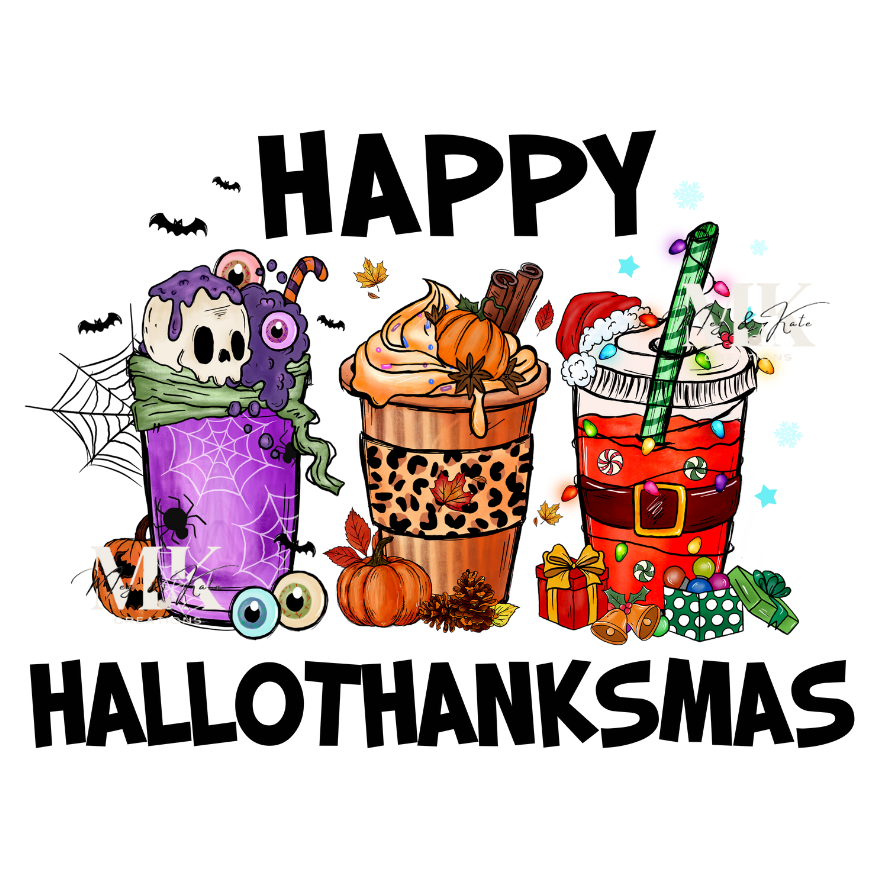 Happy Hallothanksmas DTF TRANSFER