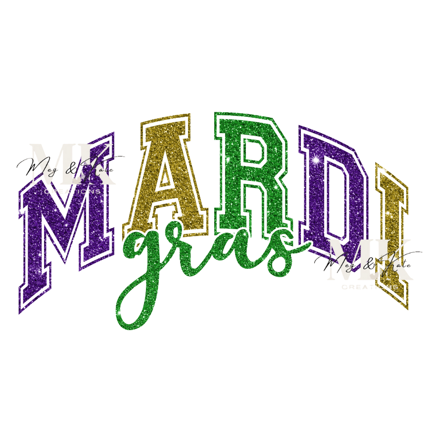 FAUX Glitter Mardi Gras DTF TRANSFER