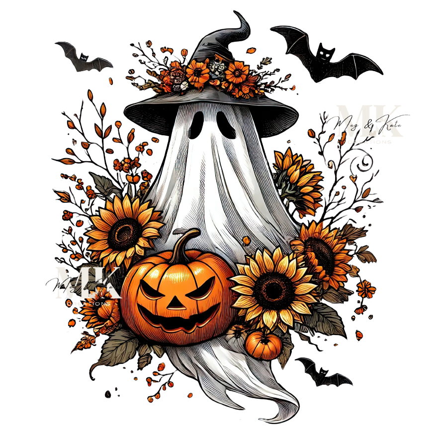 Ghost with Witch Hat DTF TRANSFER