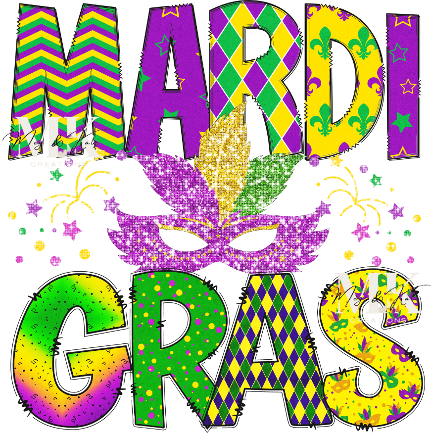 Multi Design Mardi Gras DTF TRANSFER