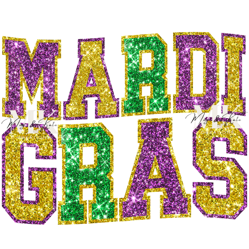 Mardi Gras FAUX GLITTER DTF TRANSFER