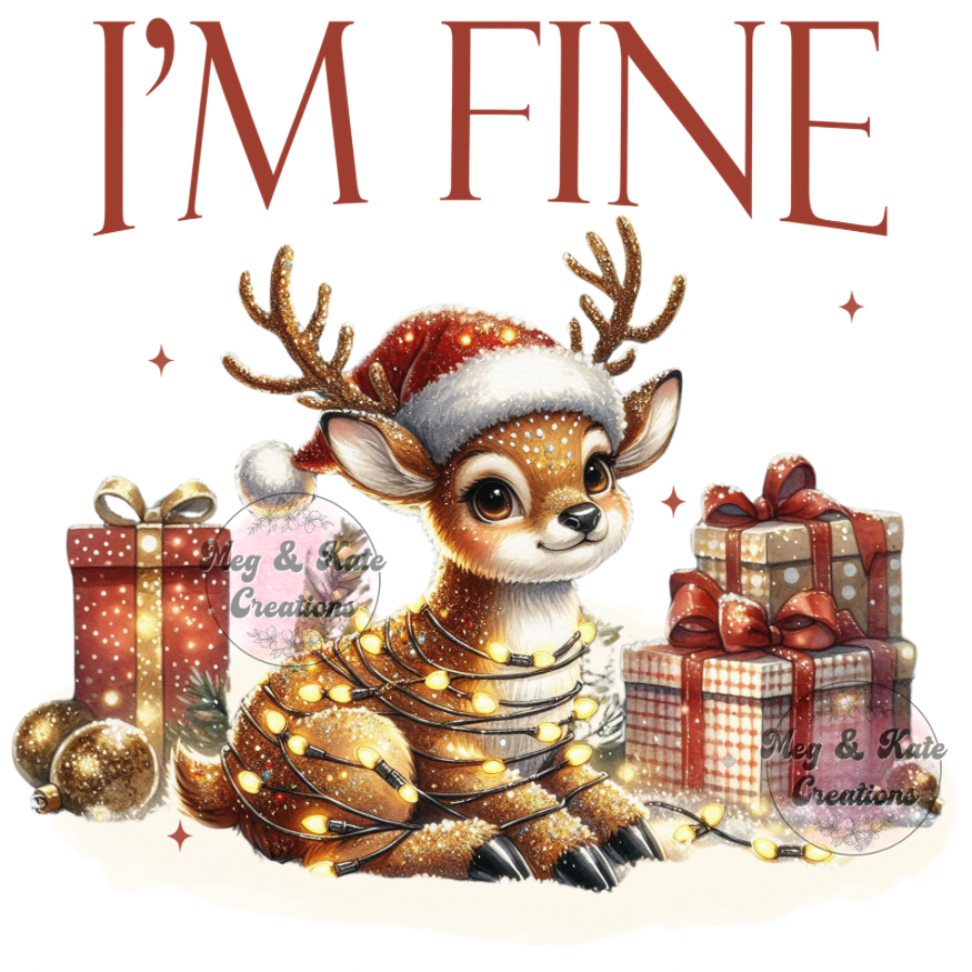 I’m Fine Reindeer DTF TRANSFER