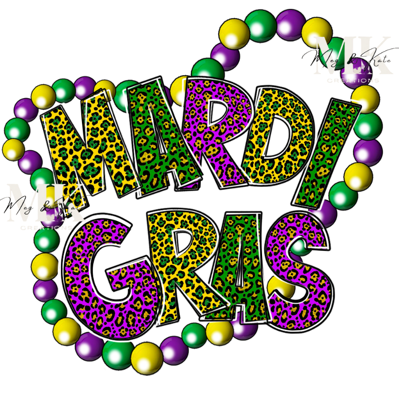 Mardi Gras with Beads DTF TRANSFER