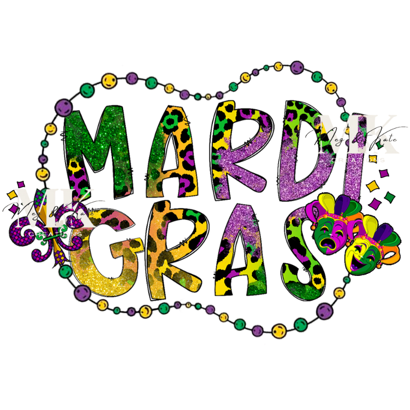 Mardi Gras with Beads #2 DTF TRANSFER