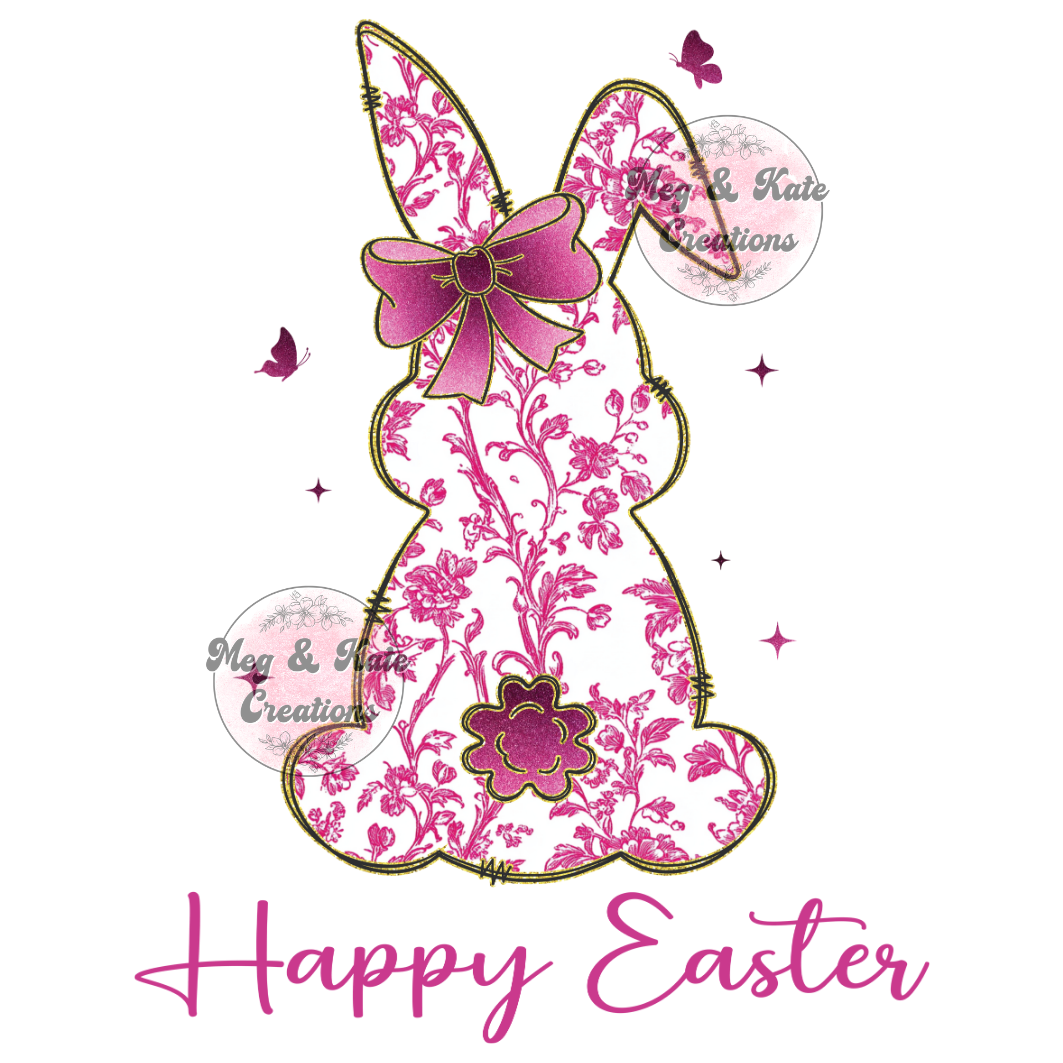 Pink Happy Easter Bunny DTF TRANSFER