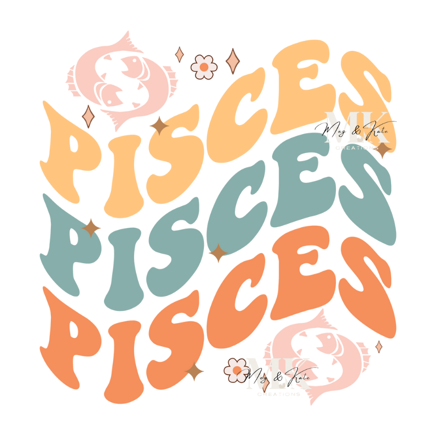 Pisces Retro DTF TRANSFER