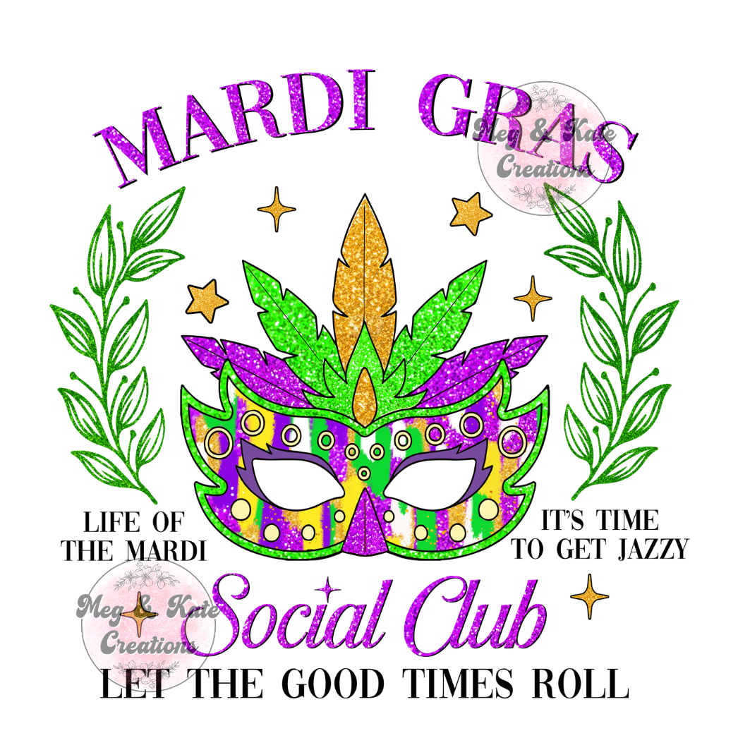 Mardi Gras Social Club DTF TRANSFER