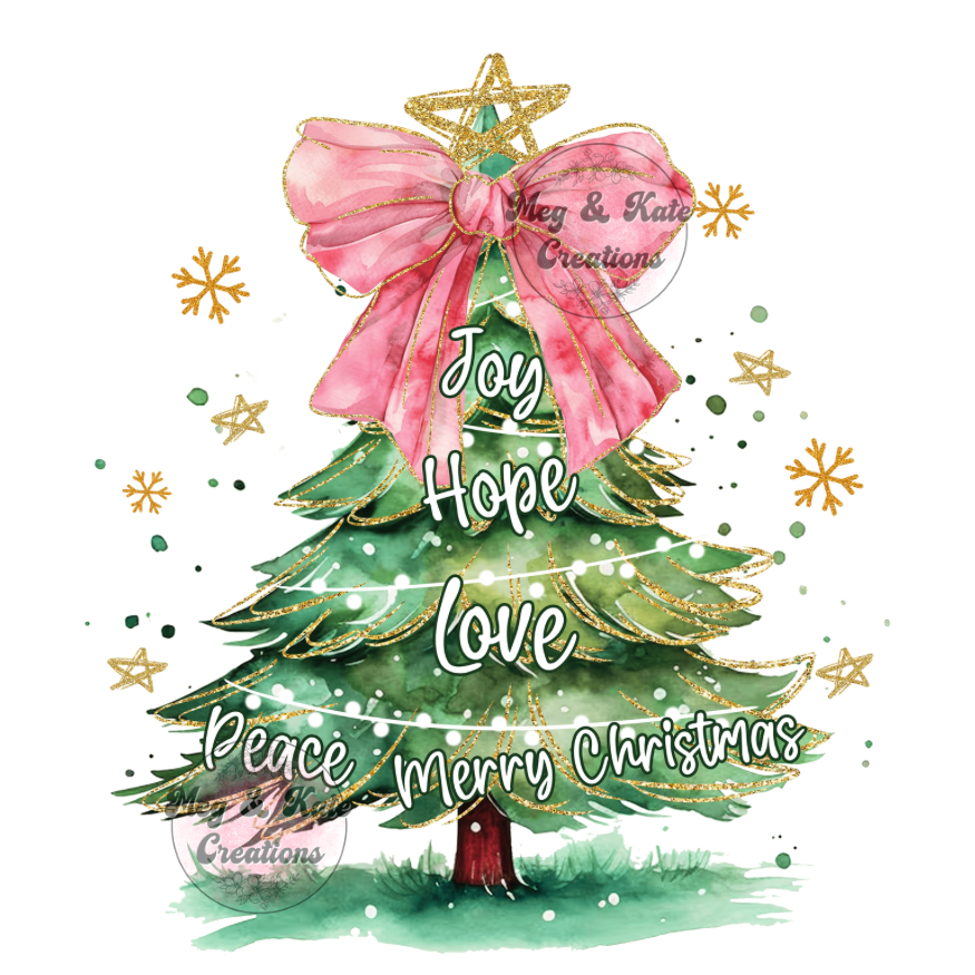 Joy Hope Love Christmas Tree DTF TRANSFER
