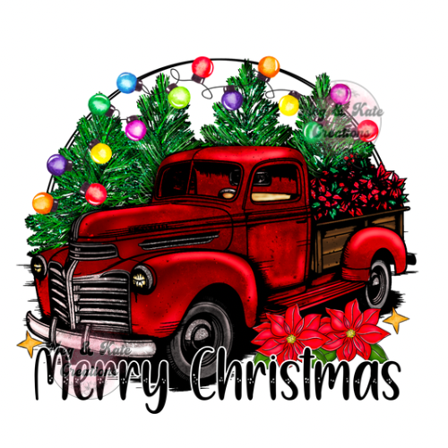 Merry Christmas Truck DTF TRANSFER