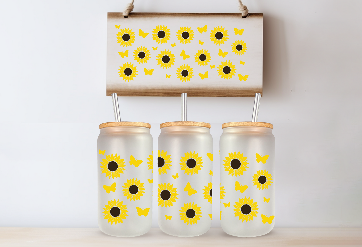 Sunflowers & Butterflies Libby Glass