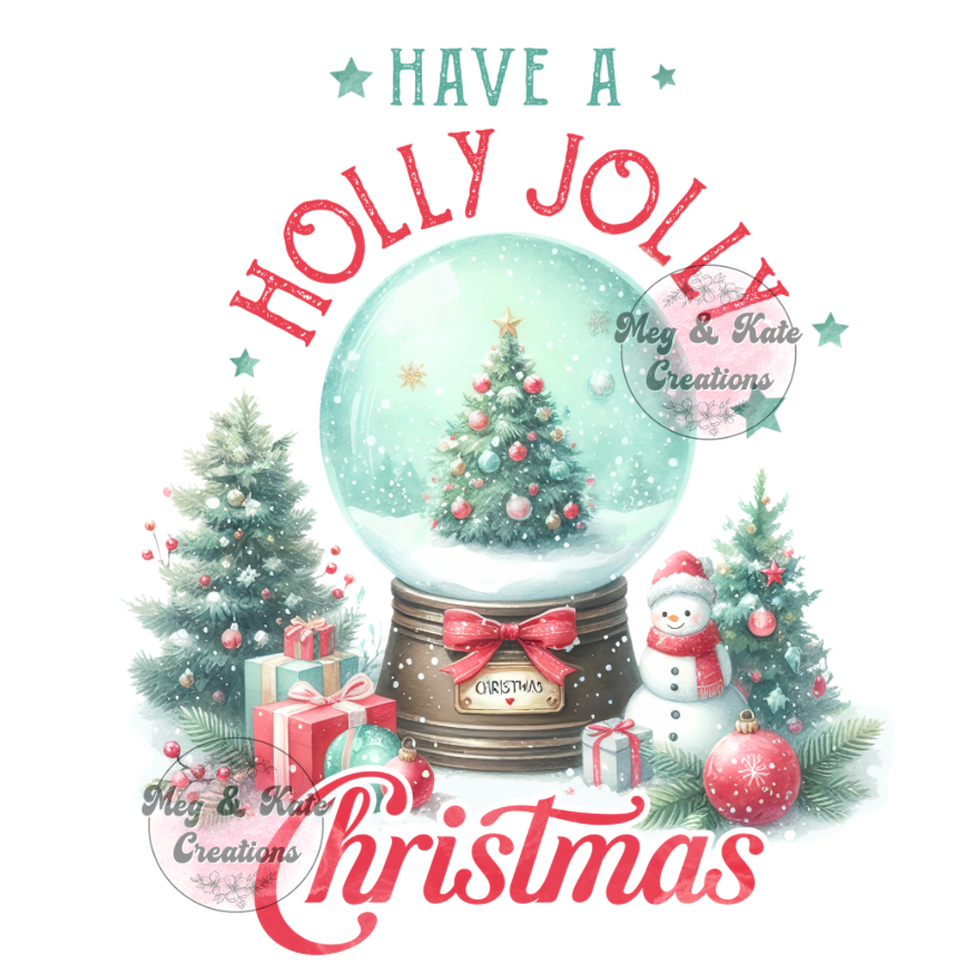 Holly Jolly Christmas Globe DTF TRANSFER