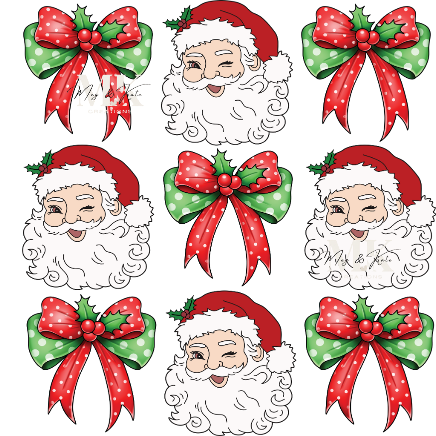 Red Santa and Bow DTF Transfer