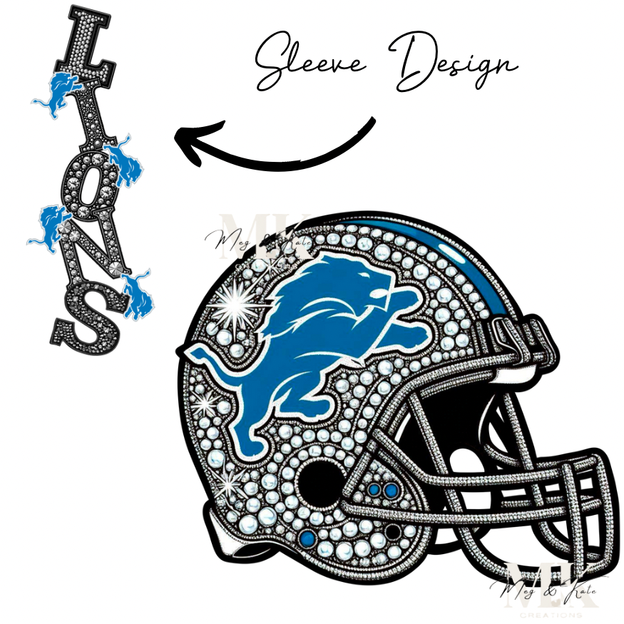 Lions rhinestone w/ sleeve DTF TRANSFER