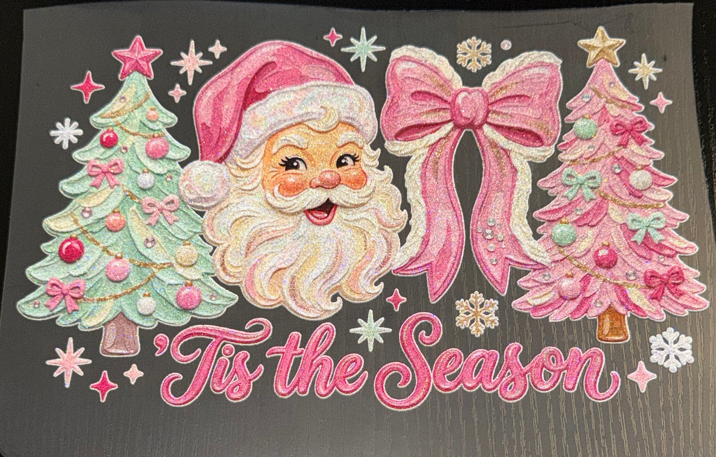 Pink Tis the Season Glitter Screen Print