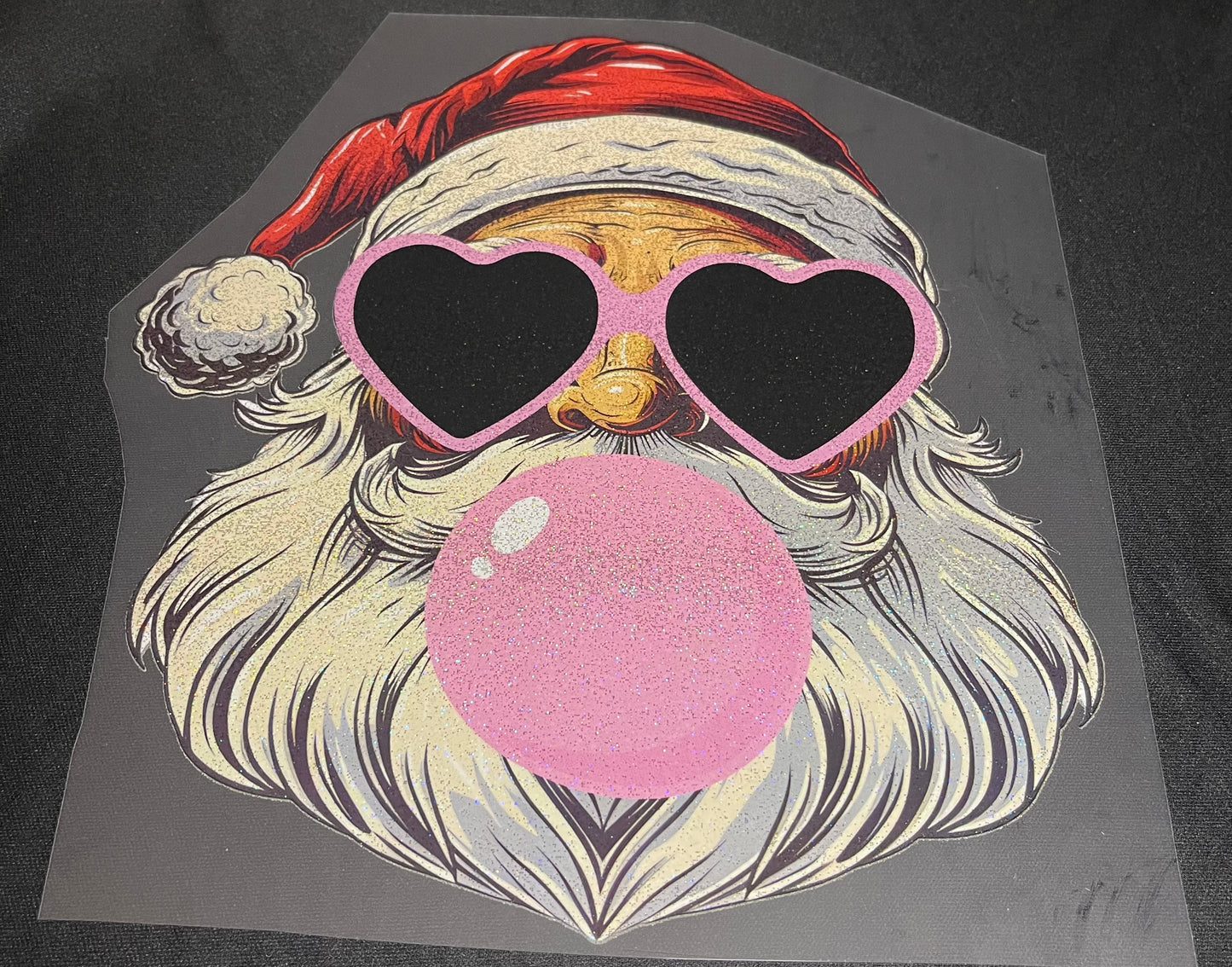 Bubble Gum Santa Glitter Screen Print
