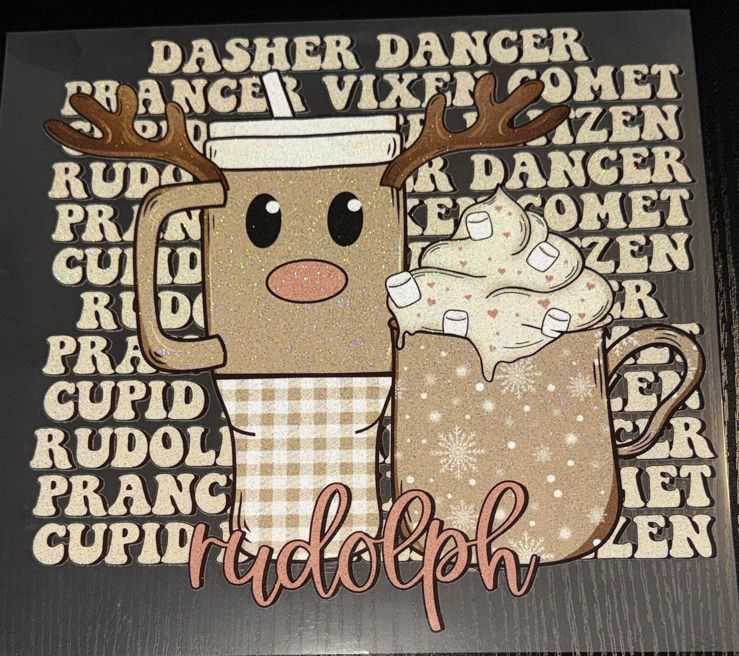 Rudolph Cup Glitter Screen Print