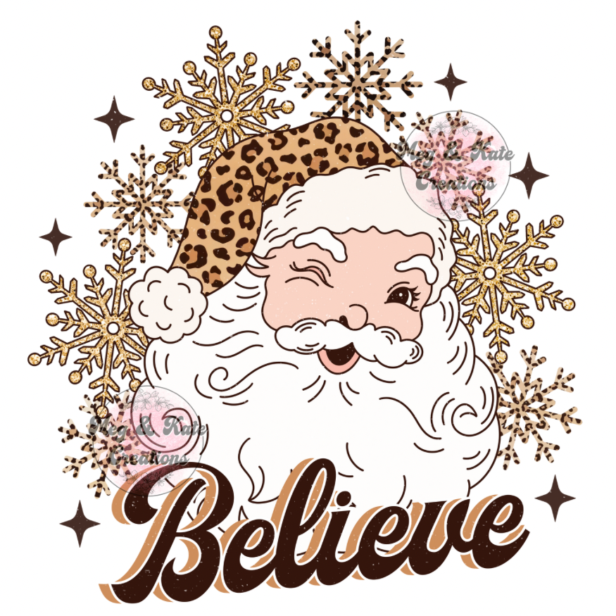 Santa Believe Cheeta Print DTF TRANSFER