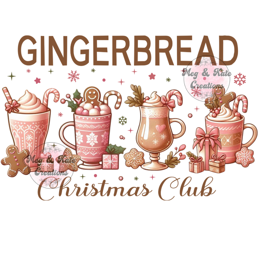 Gingerbread Christmas Club Cups DTF TRANSFER
