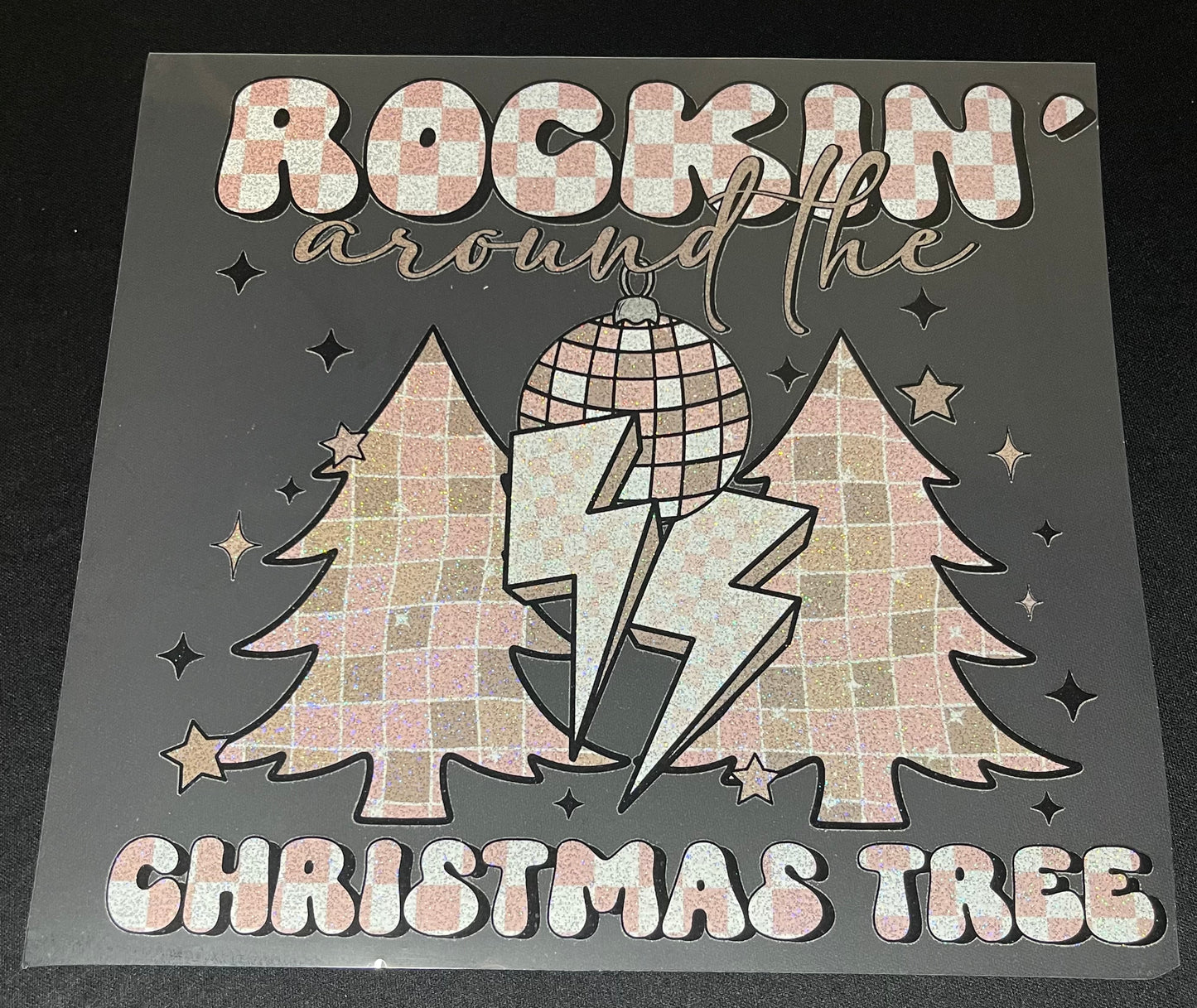 Rockin around the Christmas Tree Glitter Screen Print