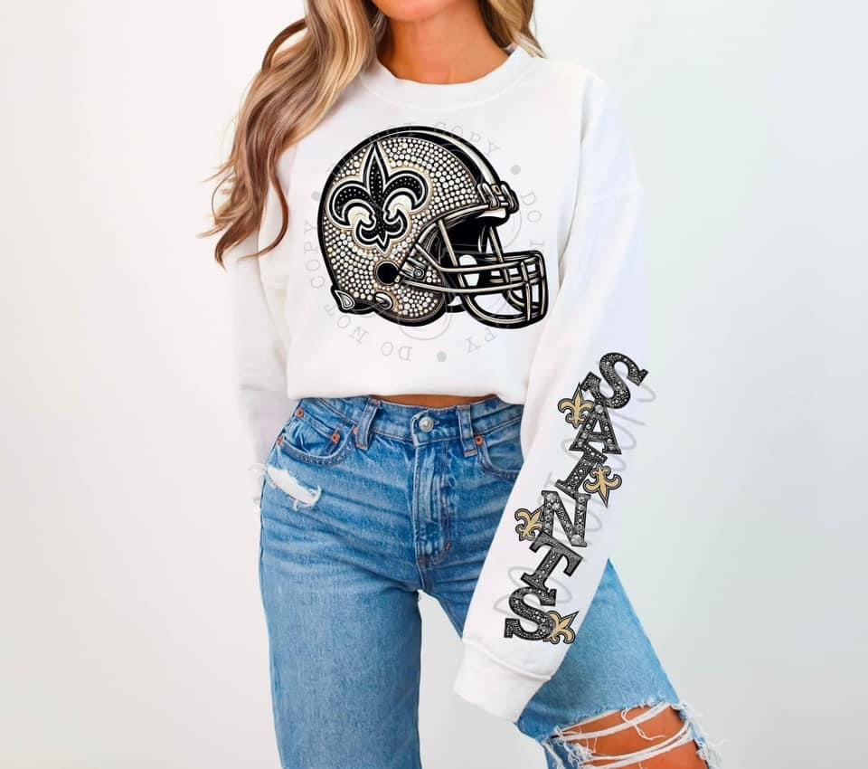 Saints helmet rhinestone w/ sleeve