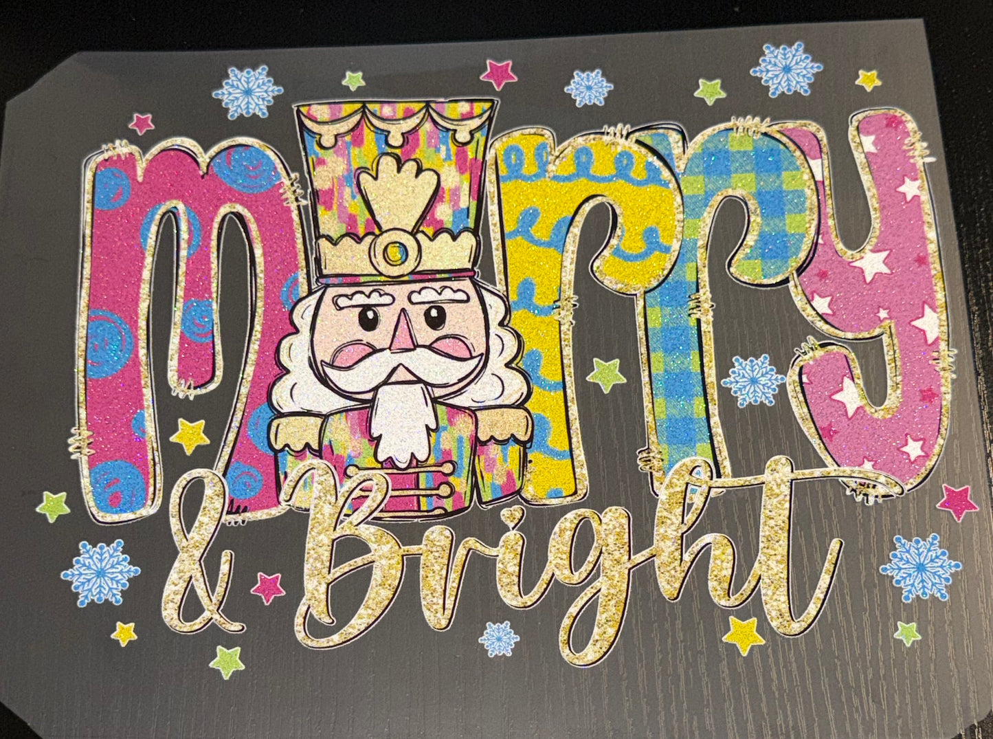 Merry & Bright Nutcracker Glitter Screen Print