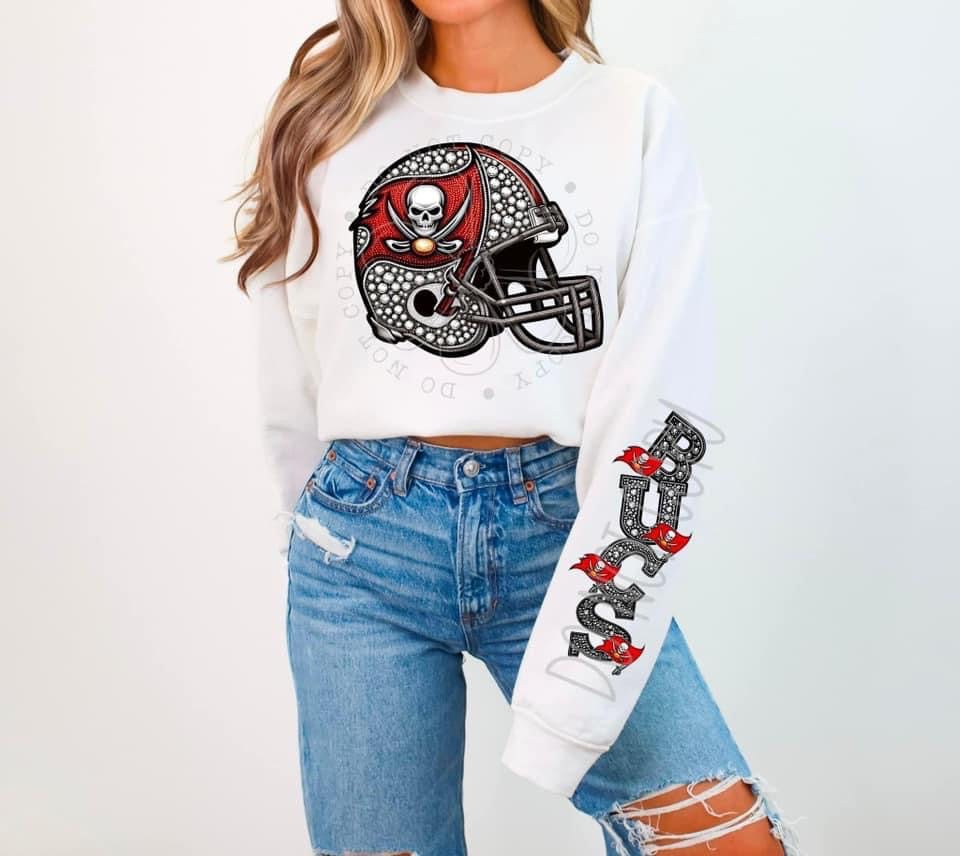 Buccaneers helmet rhinestone w/ sleeve