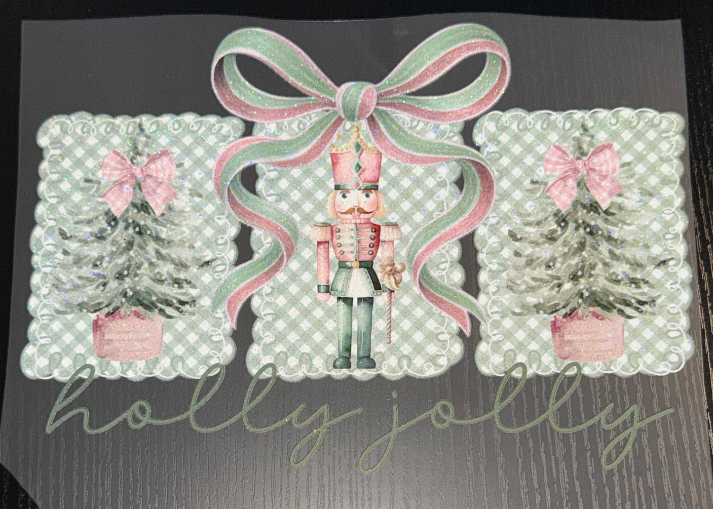Holly Jolly Nutcracker Glitter Screen Print
