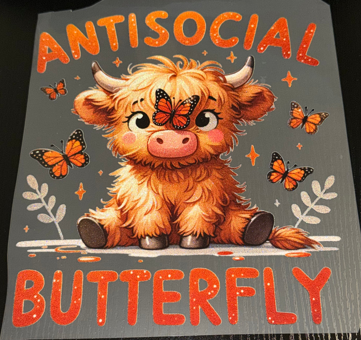 Antisocial Butterfly Glitter Screen Print