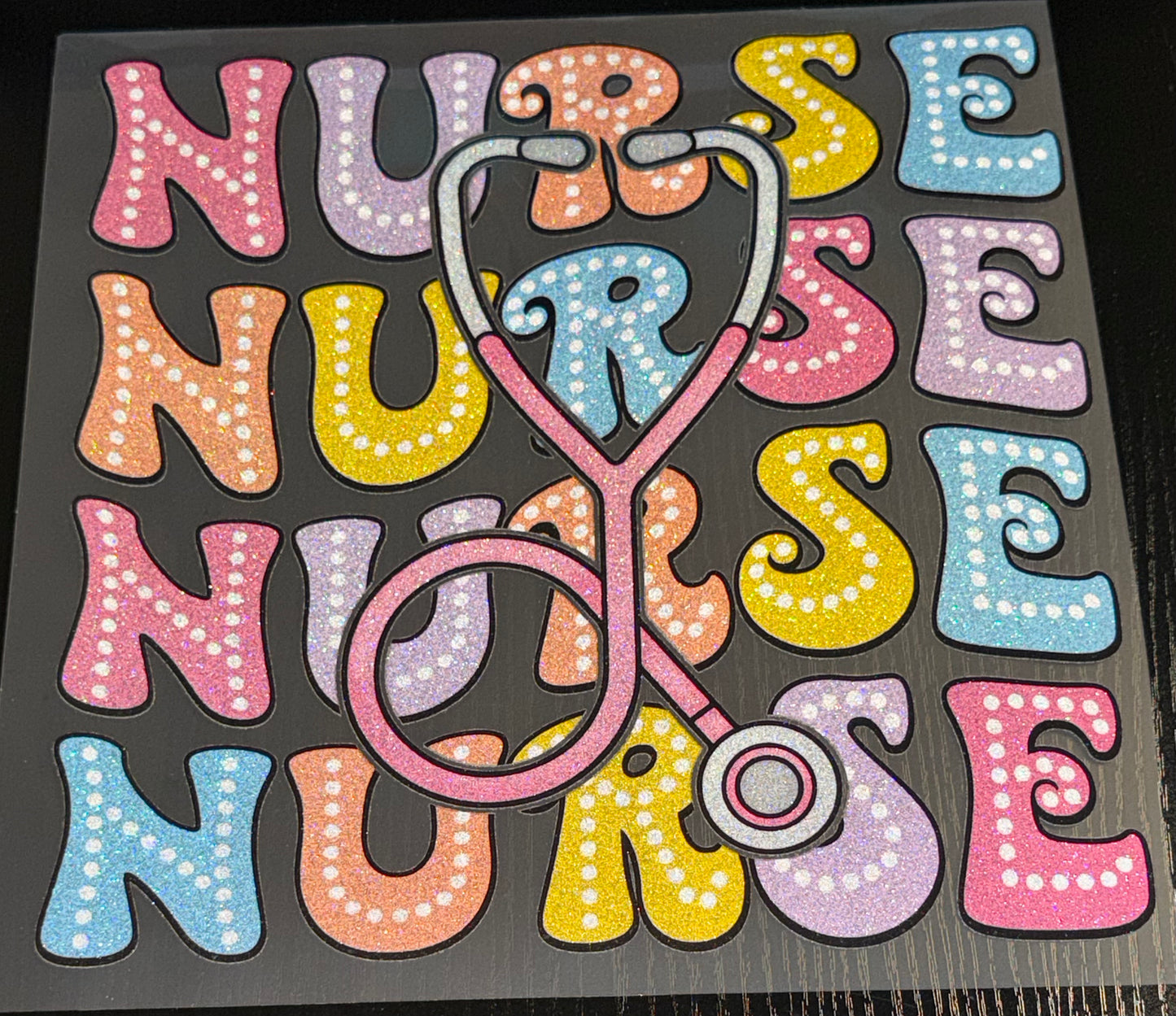 Nurse Stacked Glitter Screen Print