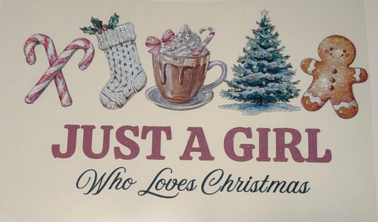 Just a Girl Who Loves Christmas Glitter Screen Print