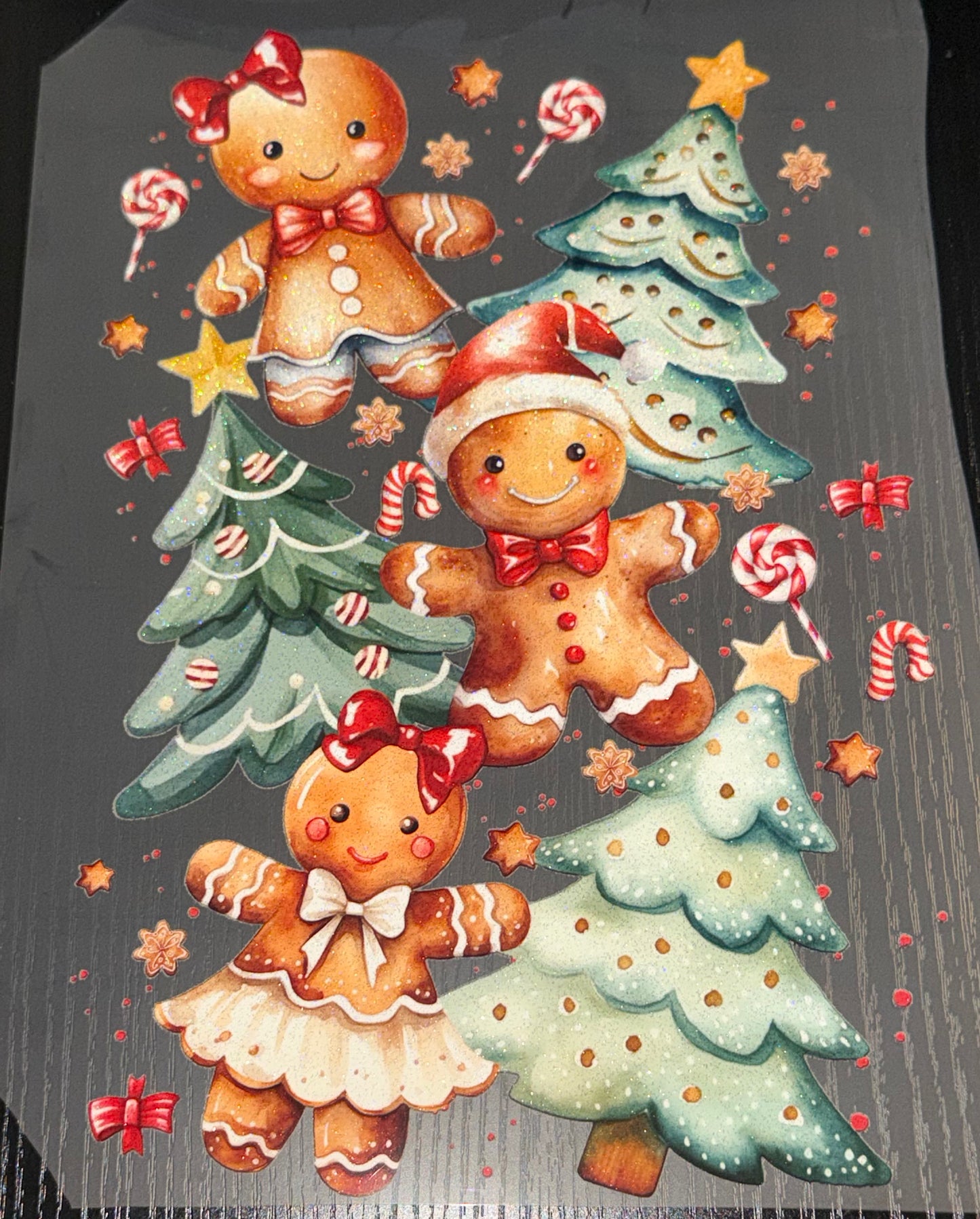 Stacked Gingerbreads Glitter Screen Print