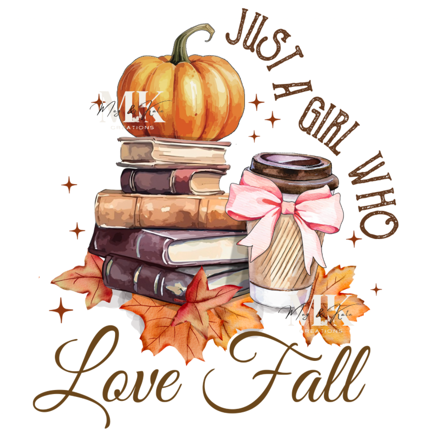 Girl Who Loves Fall Books DTF TRANSFER