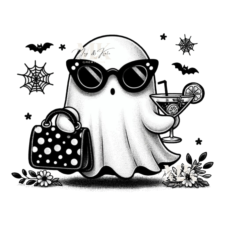 Ghost with Cocktail DTF TRANSFER