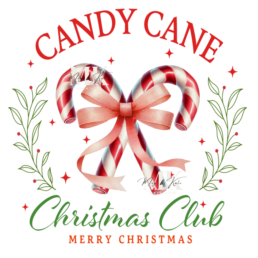 Candy Cane Christmas Club DTF TRANSFER