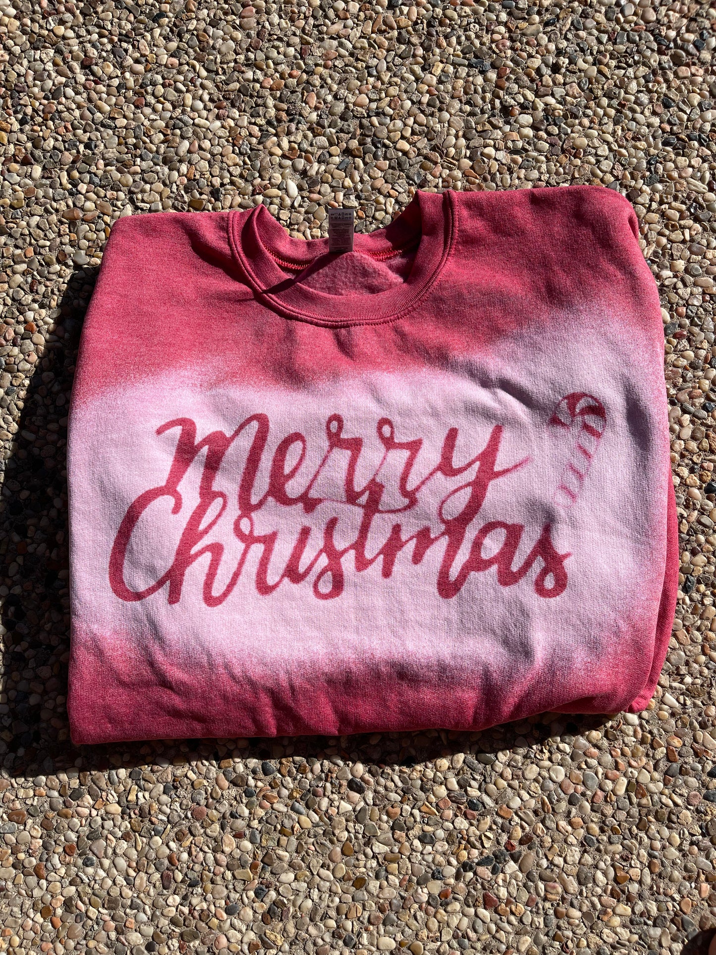 Bleached Merry Christmas in Red