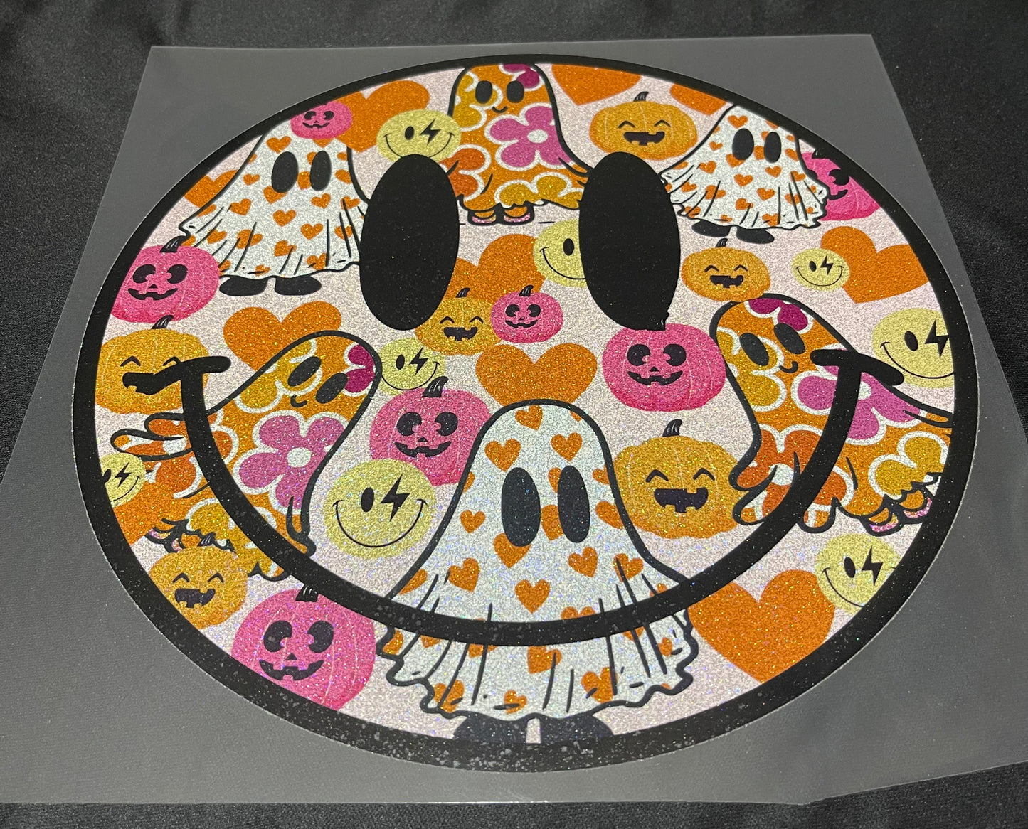 Ghost Smiley Glitter Screen Print