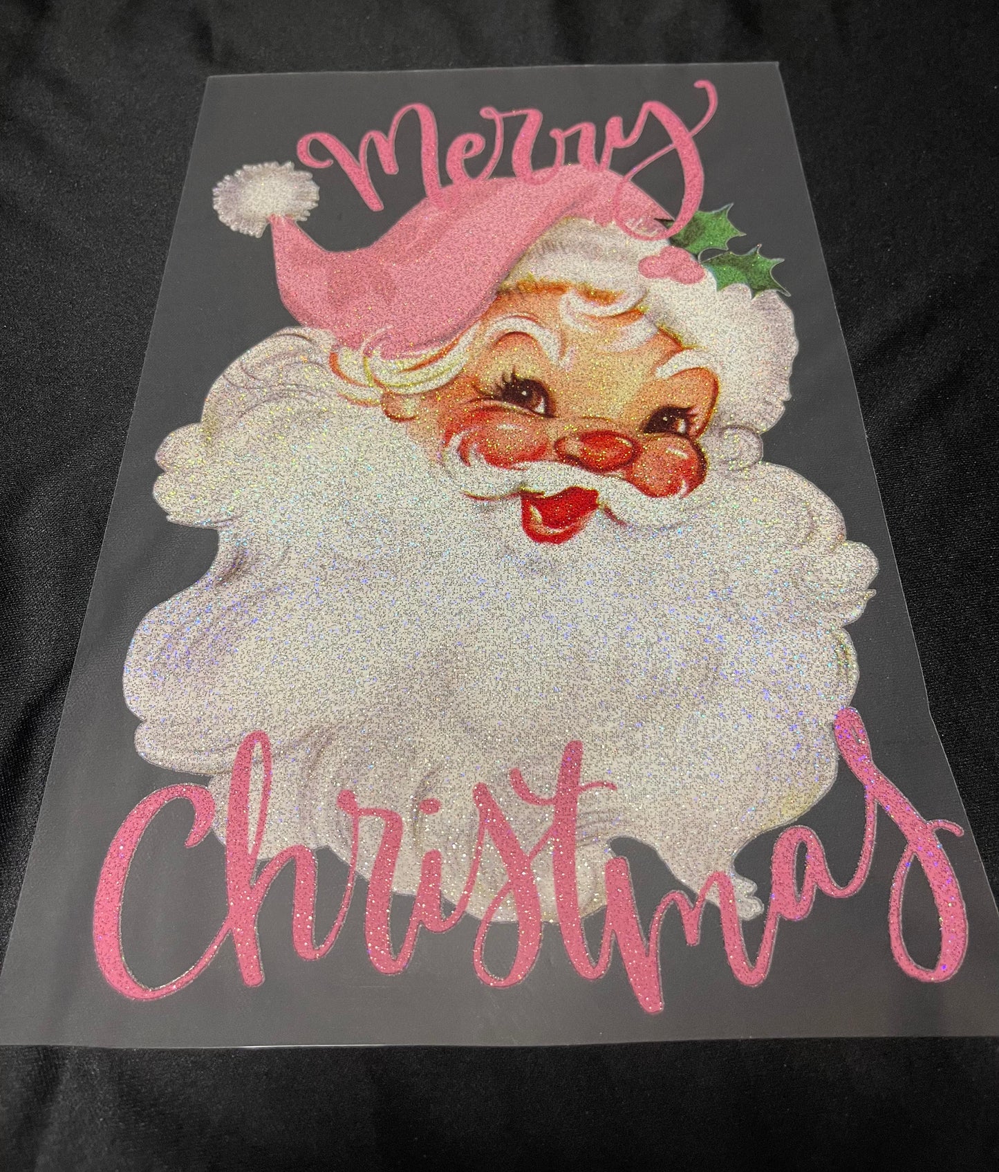 Pink Santa Glitter Screen Print