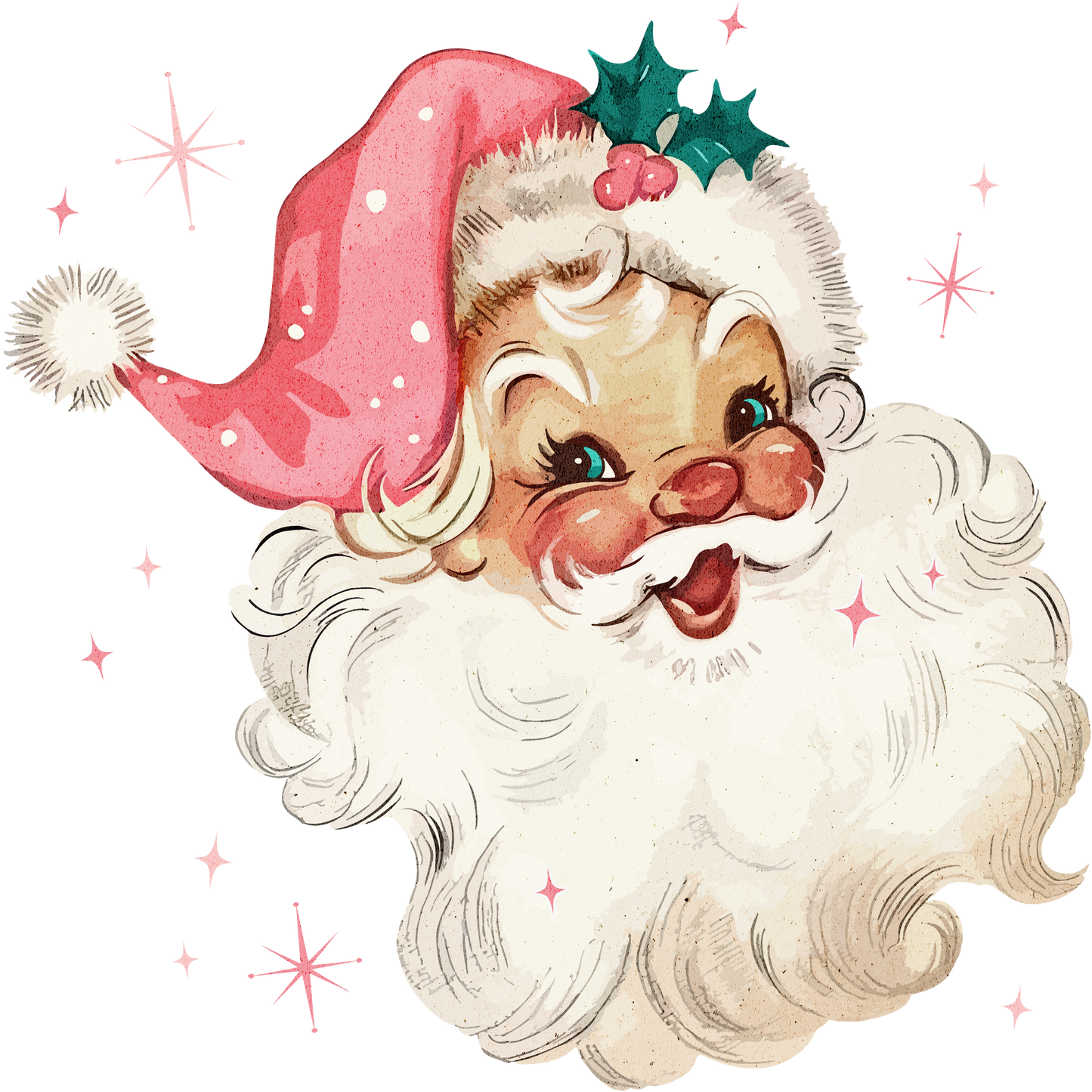Vintage Santa Pink #2 DTF TRANSFER