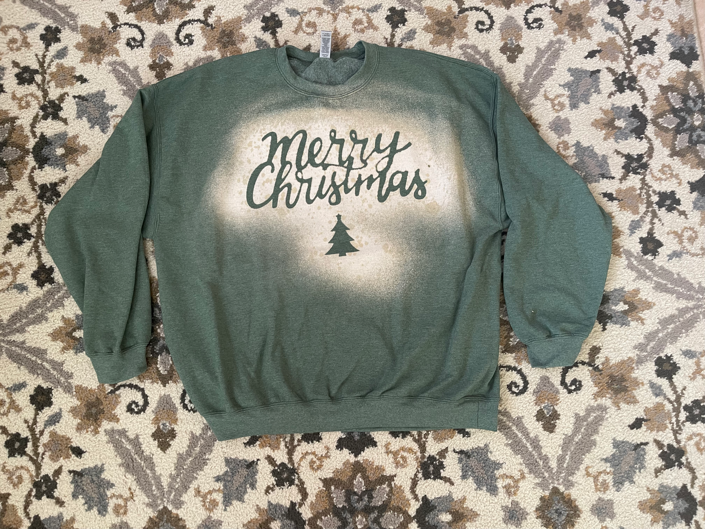 Bleached Merry Christmas in Green
