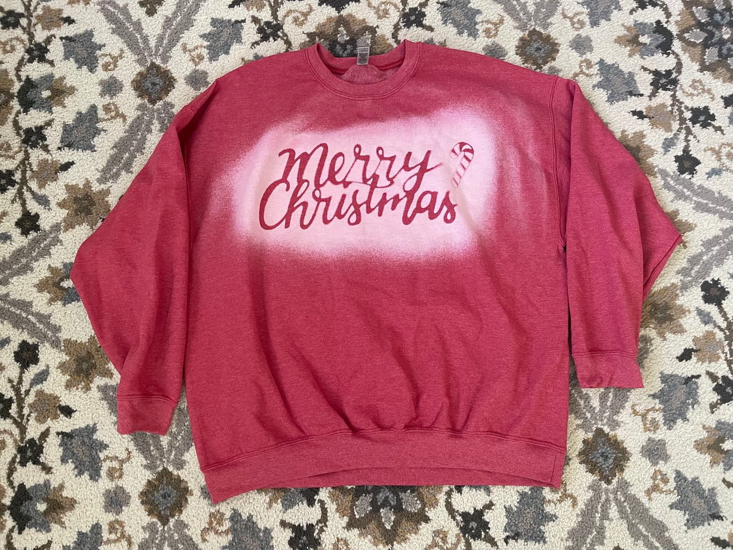 Bleached Merry Christmas in Red