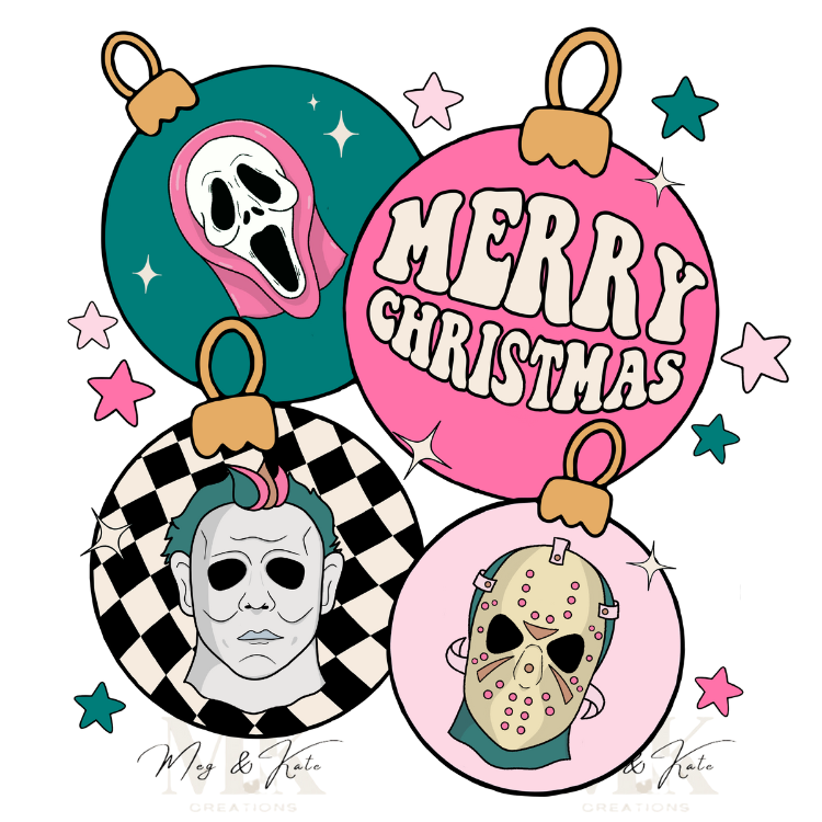 Merry Christmas Horror Ornaments DTF TRANSFER