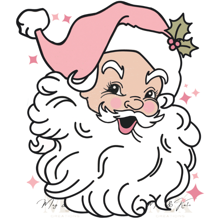 Vintage Pink Santa DTF TRANSFER