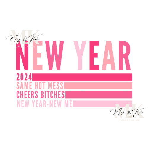 Pink New Year DTF TRANSFER