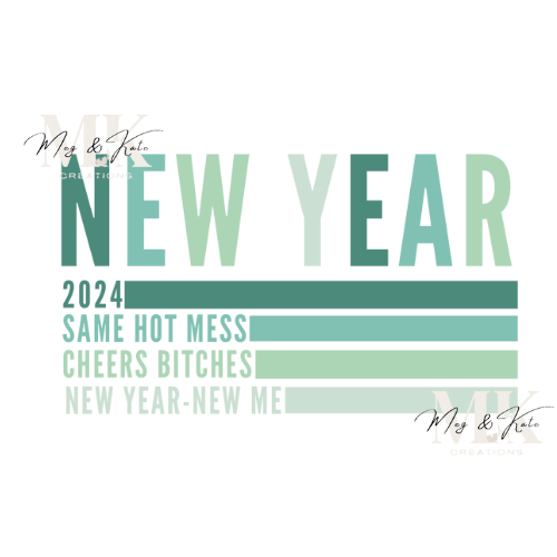 Green New Year DTF TRANSFER