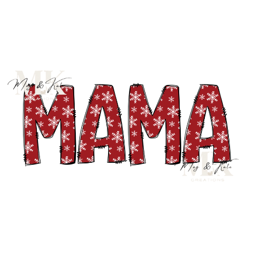 Red Mama with Snowflakes DTF TRANSFER