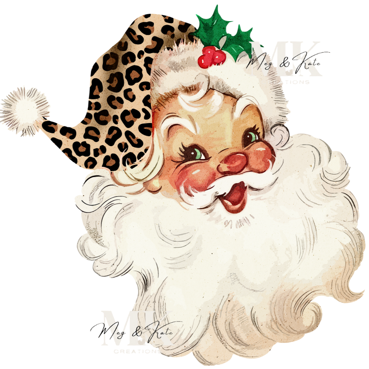Vintage Santa Cheetah Print DTF TRANSFER
