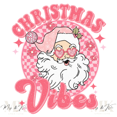Pink Christmas Vibes DTF TRANSFER