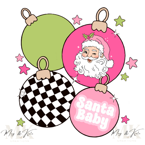 Santa Baby Ornaments DTF TRANSFER