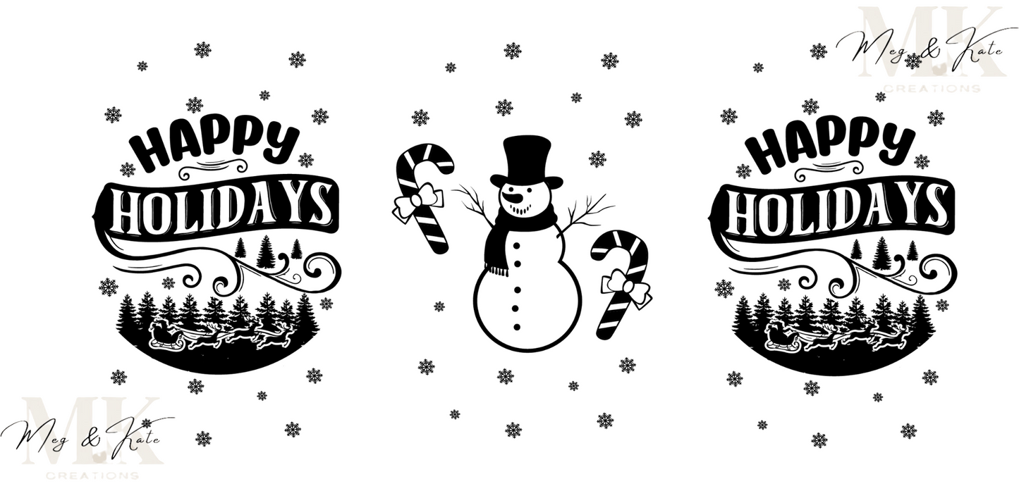 Happy Holidays in Black UV DTF WRAP