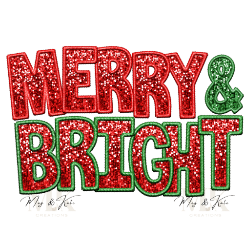 Merry & Bright Faux Sequin DTF TRANSFER